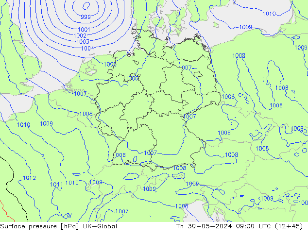 Luchtdruk (Grond) UK-Global do 30.05.2024 09 UTC