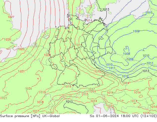 pression de l'air UK-Global sam 01.06.2024 18 UTC