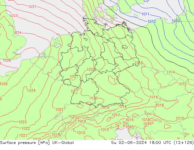 pression de l'air UK-Global dim 02.06.2024 18 UTC