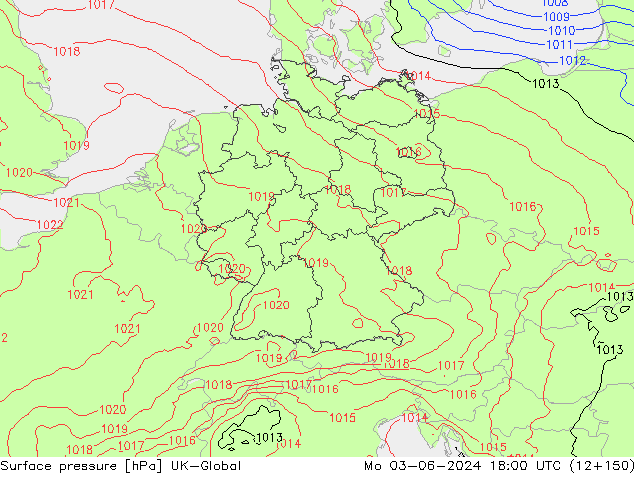 pressão do solo UK-Global Seg 03.06.2024 18 UTC