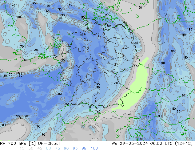 700 hPa Nispi Nem UK-Global Çar 29.05.2024 06 UTC