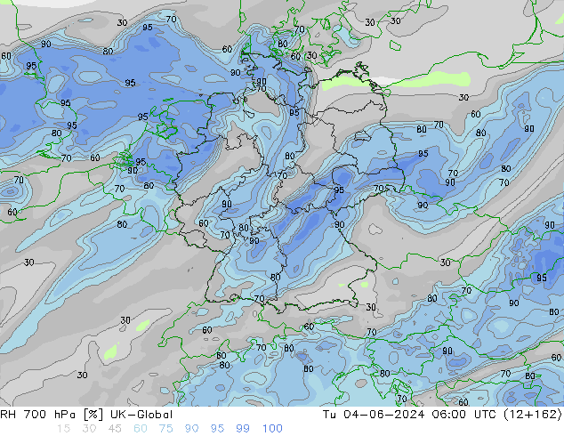 RH 700 hPa UK-Global Tu 04.06.2024 06 UTC