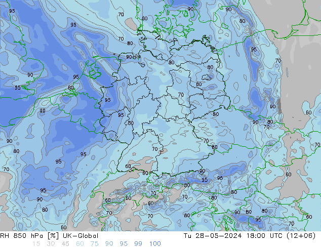 RH 850 hPa UK-Global Tu 28.05.2024 18 UTC