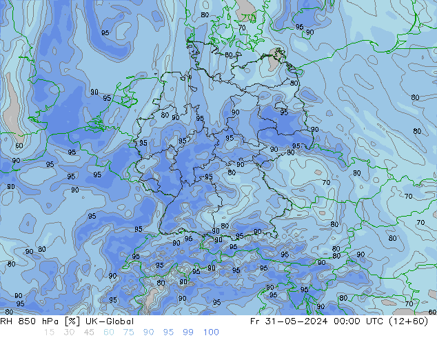 850 hPa Nispi Nem UK-Global Cu 31.05.2024 00 UTC