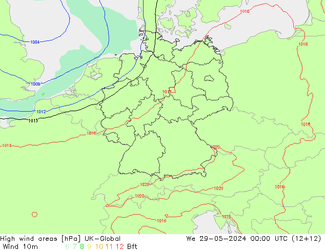 High wind areas UK-Global mié 29.05.2024 00 UTC