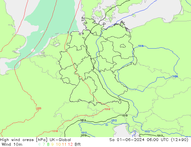 High wind areas UK-Global сб 01.06.2024 06 UTC