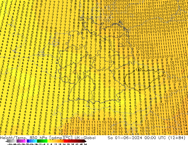 Height/Temp. 850 hPa UK-Global Sa 01.06.2024 00 UTC