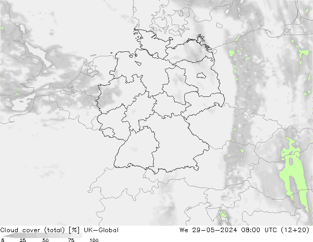 Wolken (gesamt) UK-Global Mi 29.05.2024 08 UTC