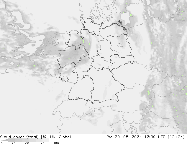Bulutlar (toplam) UK-Global Çar 29.05.2024 12 UTC