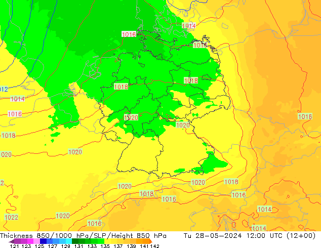 Thck 850-1000 hPa UK-Global Tu 28.05.2024 12 UTC