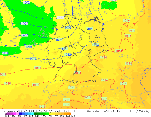 Thck 850-1000 гПа UK-Global ср 29.05.2024 12 UTC