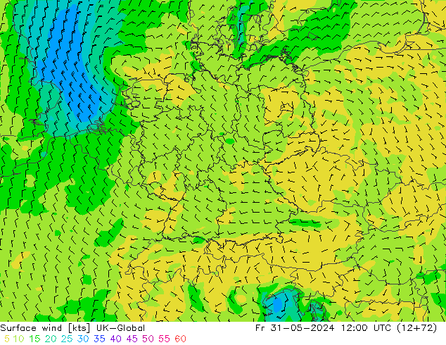 Surface wind UK-Global Fr 31.05.2024 12 UTC