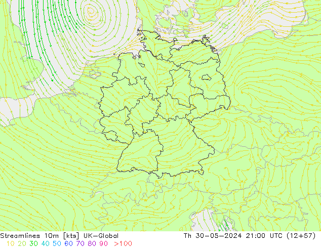 Streamlines 10m UK-Global Th 30.05.2024 21 UTC