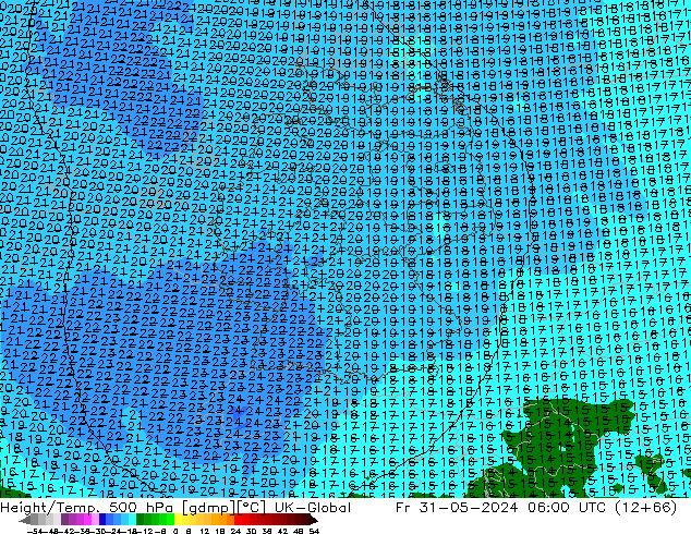 Height/Temp. 500 hPa UK-Global Fr 31.05.2024 06 UTC