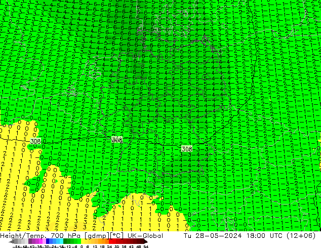 Hoogte/Temp. 700 hPa UK-Global di 28.05.2024 18 UTC