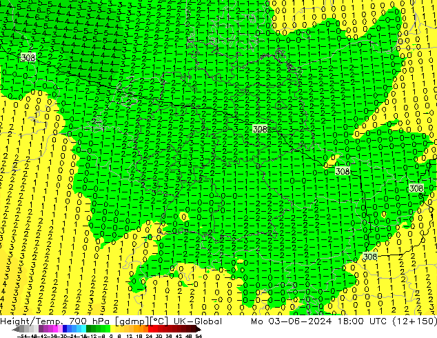 Hoogte/Temp. 700 hPa UK-Global ma 03.06.2024 18 UTC
