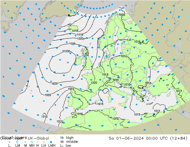 Cloud layer UK-Global sab 01.06.2024 00 UTC