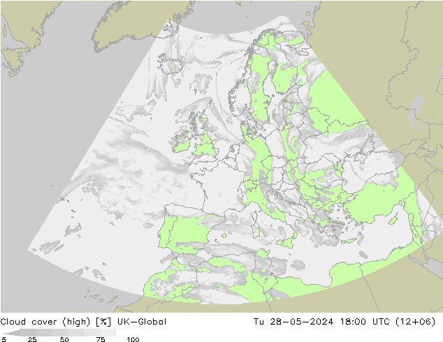 Cloud cover (high) UK-Global Tu 28.05.2024 18 UTC