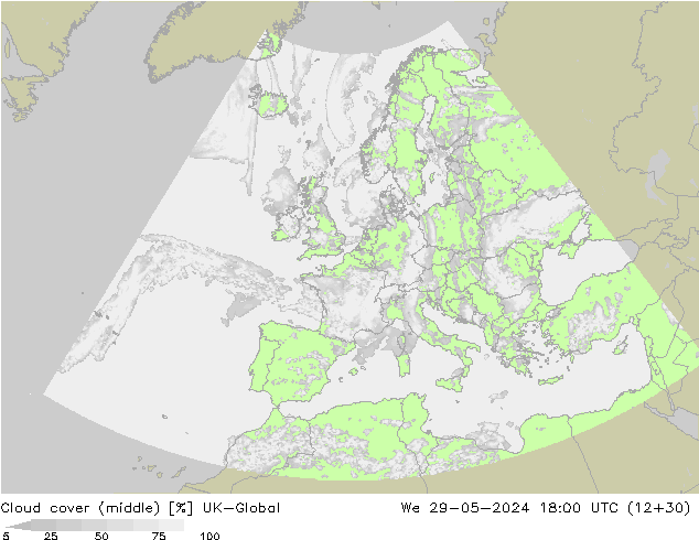 Nuages (moyen) UK-Global mer 29.05.2024 18 UTC