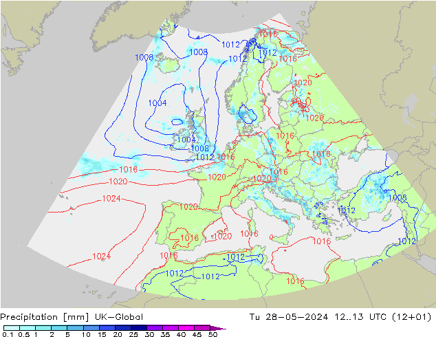降水 UK-Global 星期二 28.05.2024 13 UTC