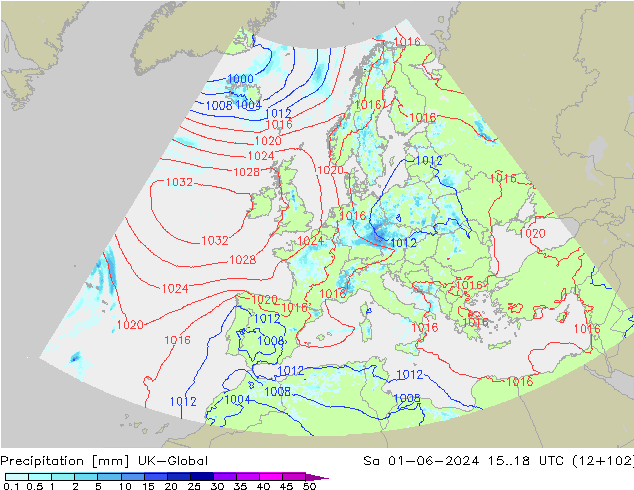 Precipitazione UK-Global sab 01.06.2024 18 UTC