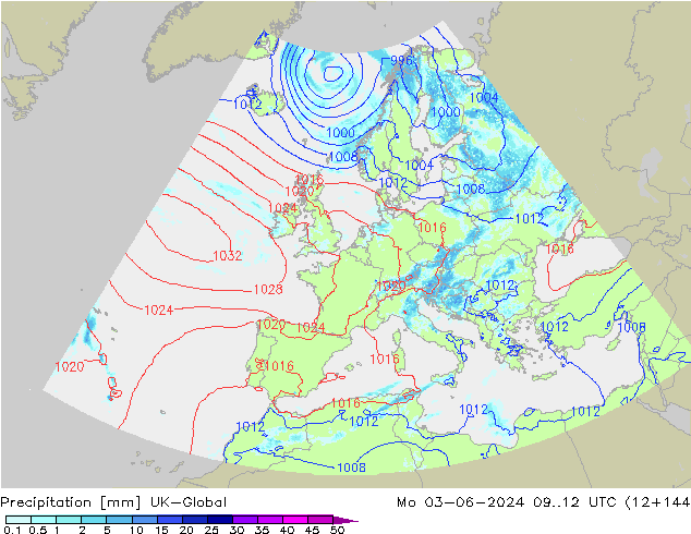 Yağış UK-Global Pzt 03.06.2024 12 UTC