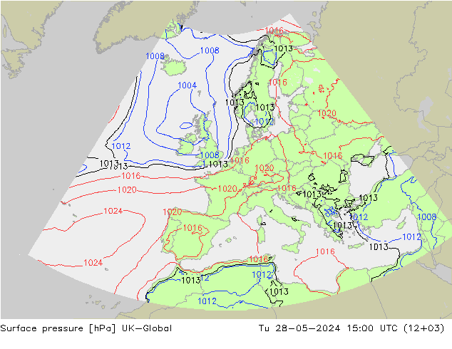 pression de l'air UK-Global mar 28.05.2024 15 UTC