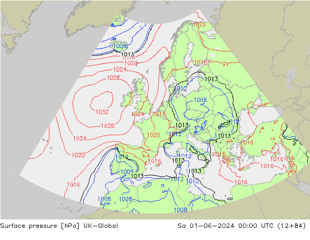 Atmosférický tlak UK-Global So 01.06.2024 00 UTC