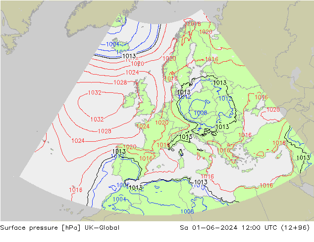 pression de l'air UK-Global sam 01.06.2024 12 UTC