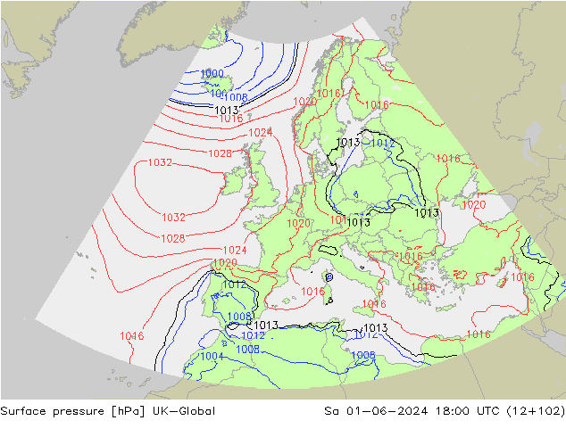 Surface pressure UK-Global Sa 01.06.2024 18 UTC