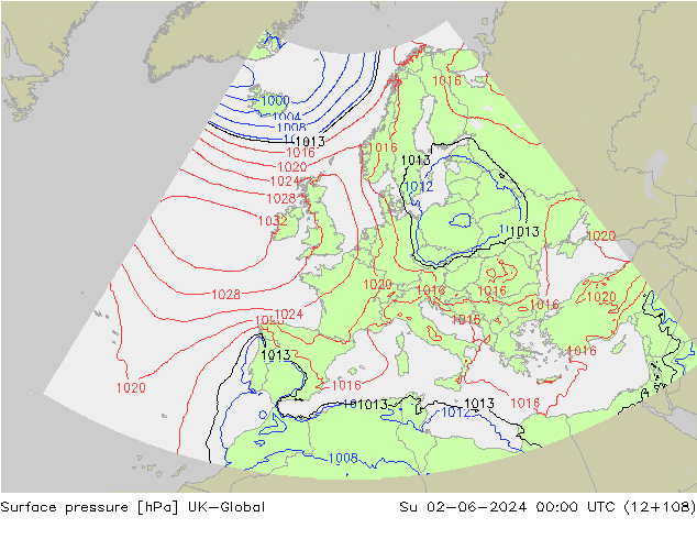 Yer basıncı UK-Global Paz 02.06.2024 00 UTC