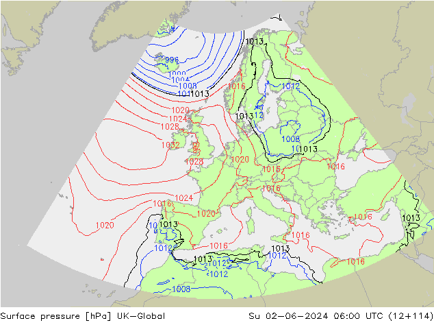 приземное давление UK-Global Вс 02.06.2024 06 UTC