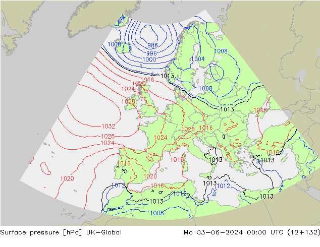 Surface pressure UK-Global Mo 03.06.2024 00 UTC