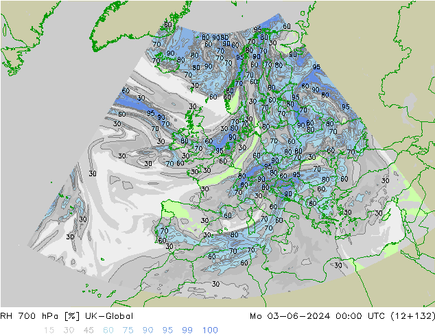 RH 700 hPa UK-Global pon. 03.06.2024 00 UTC