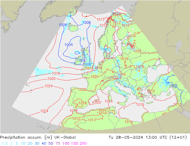 Precipitation accum. UK-Global mar 28.05.2024 13 UTC