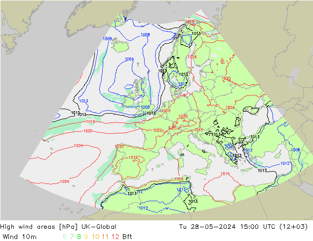 High wind areas UK-Global Tu 28.05.2024 15 UTC