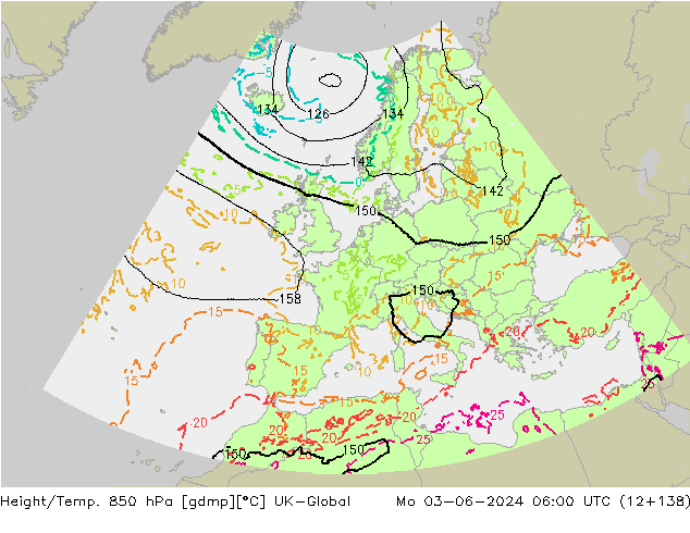 Yükseklik/Sıc. 850 hPa UK-Global Pzt 03.06.2024 06 UTC