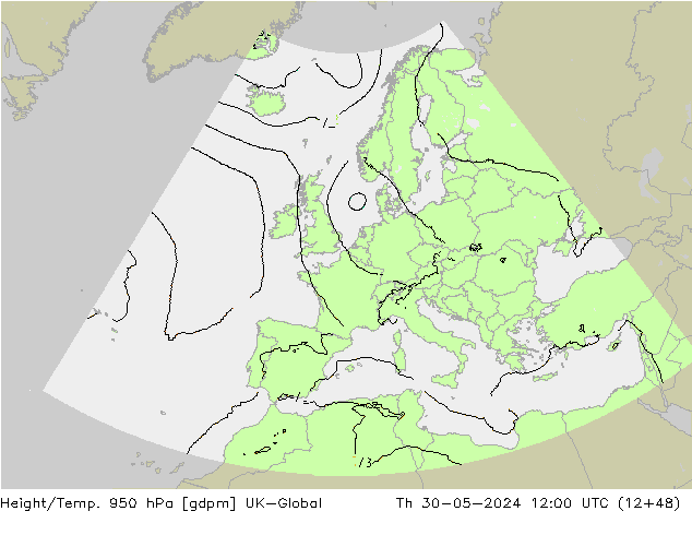 Yükseklik/Sıc. 950 hPa UK-Global Per 30.05.2024 12 UTC