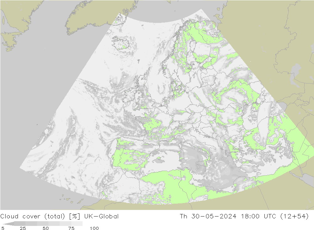 zachmurzenie (suma) UK-Global czw. 30.05.2024 18 UTC