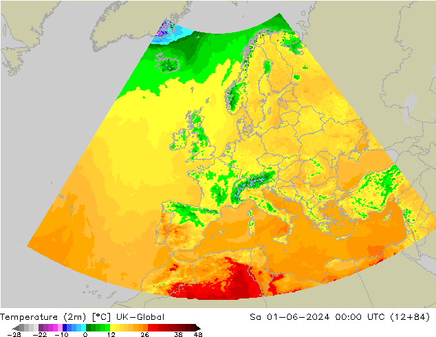 Temperature (2m) UK-Global So 01.06.2024 00 UTC