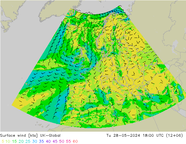 Surface wind UK-Global Tu 28.05.2024 18 UTC