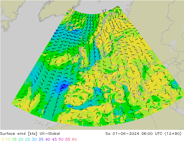 Surface wind UK-Global Sa 01.06.2024 06 UTC