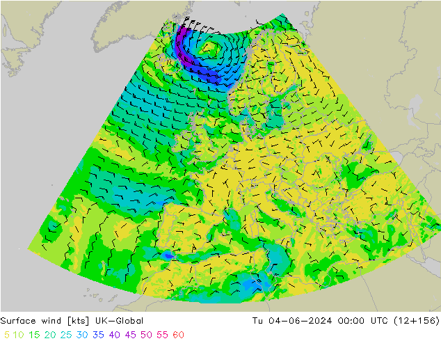 Rüzgar 10 m UK-Global Sa 04.06.2024 00 UTC