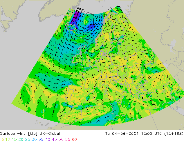 Wind 10 m UK-Global di 04.06.2024 12 UTC