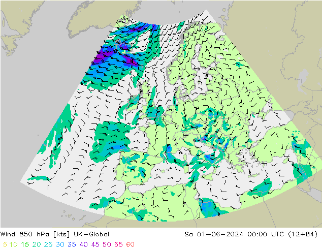 Wind 850 hPa UK-Global So 01.06.2024 00 UTC