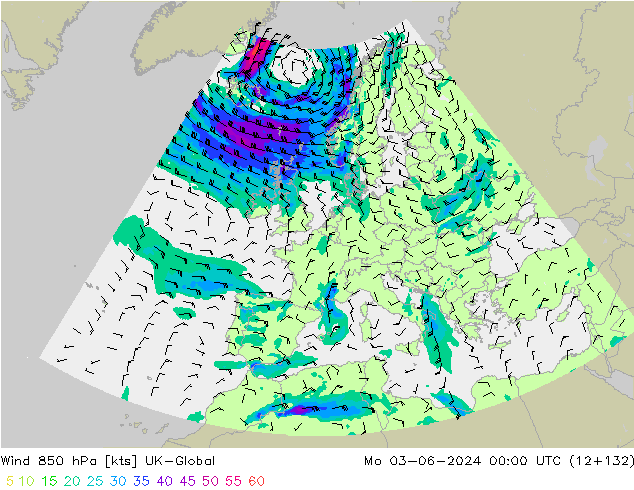 Wind 850 hPa UK-Global ma 03.06.2024 00 UTC