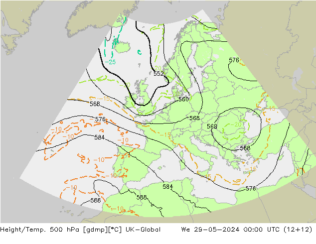 Height/Temp. 500 hPa UK-Global We 29.05.2024 00 UTC