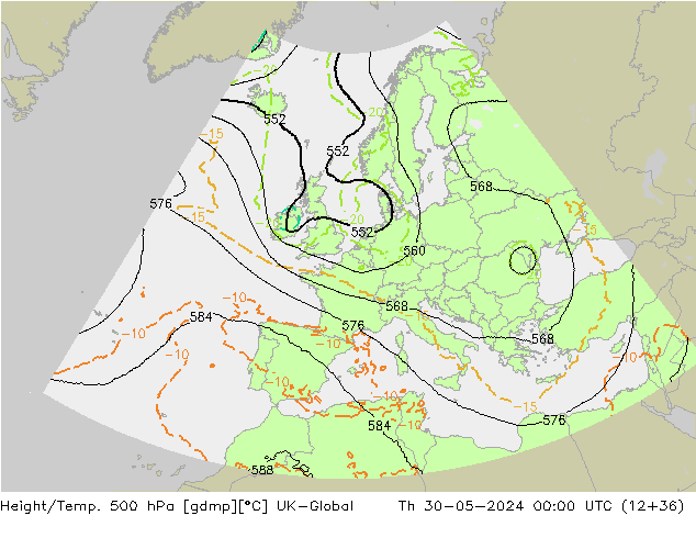 Hoogte/Temp. 500 hPa UK-Global do 30.05.2024 00 UTC