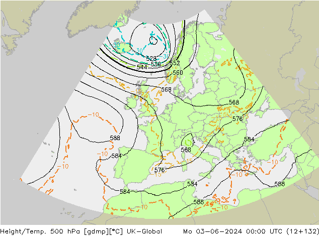 Height/Temp. 500 hPa UK-Global Po 03.06.2024 00 UTC