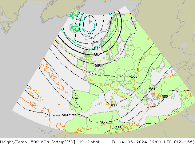 Height/Temp. 500 hPa UK-Global mar 04.06.2024 12 UTC